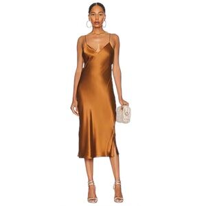 New Cami NYC Raven Silk Slip Dress in Toffee Sz S